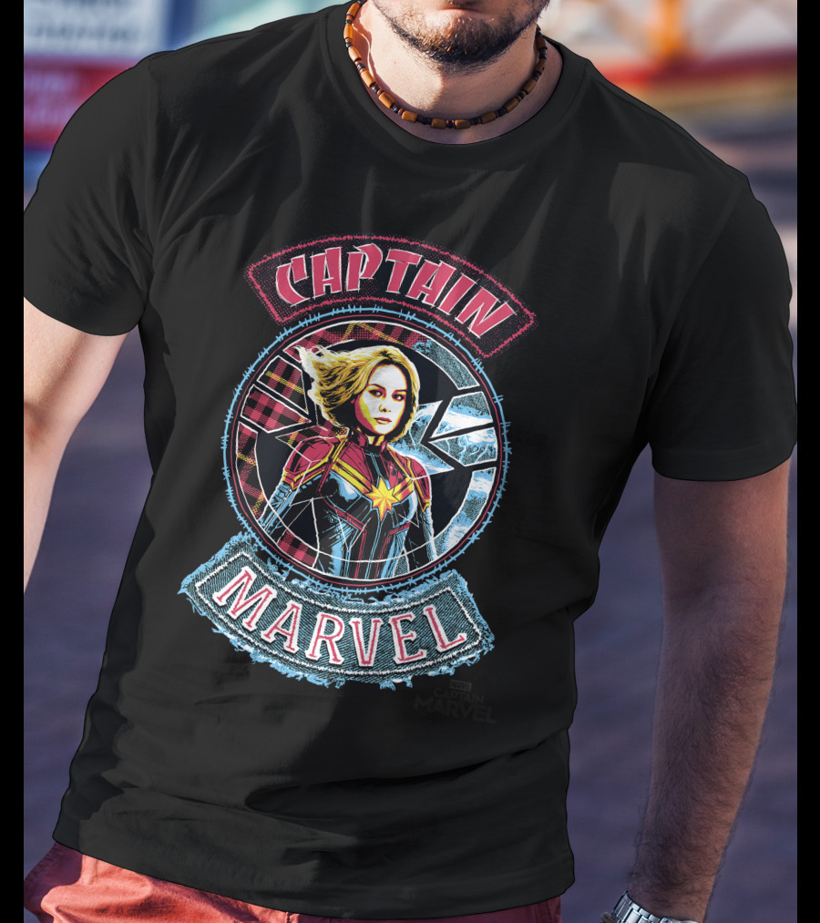Captain Marvel Stitched Patched Emblem T-Shirt