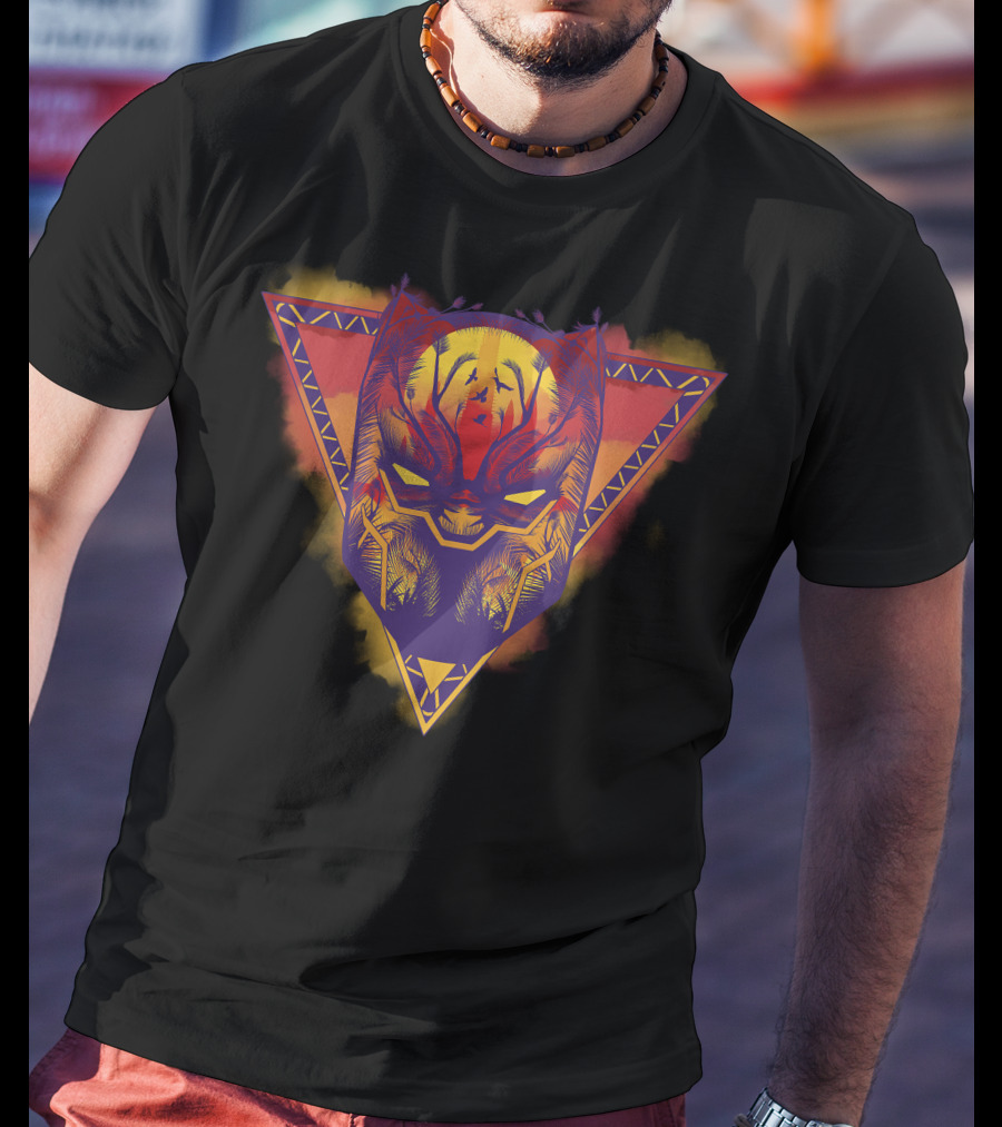 Marvel Black Panther Vibrant Geometric Mask T-Shirt
