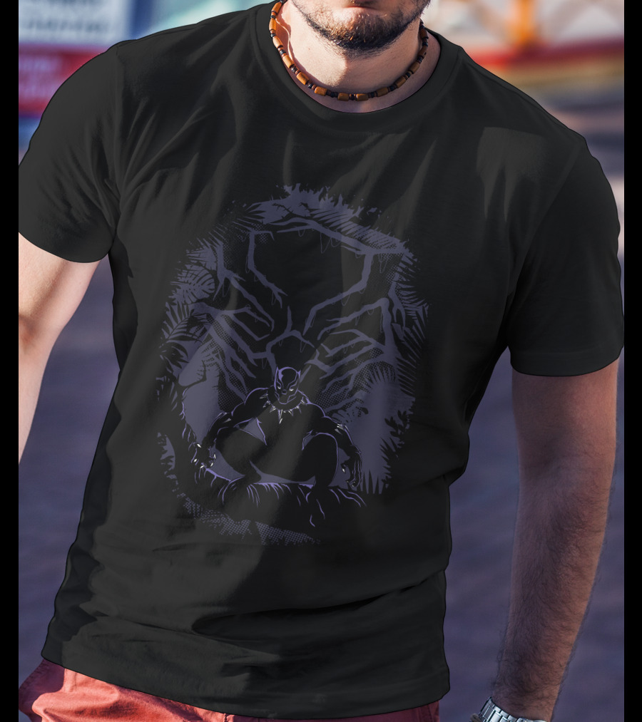 Marvel Black Panther Forest Silhouette Panther Branches T-Shirt