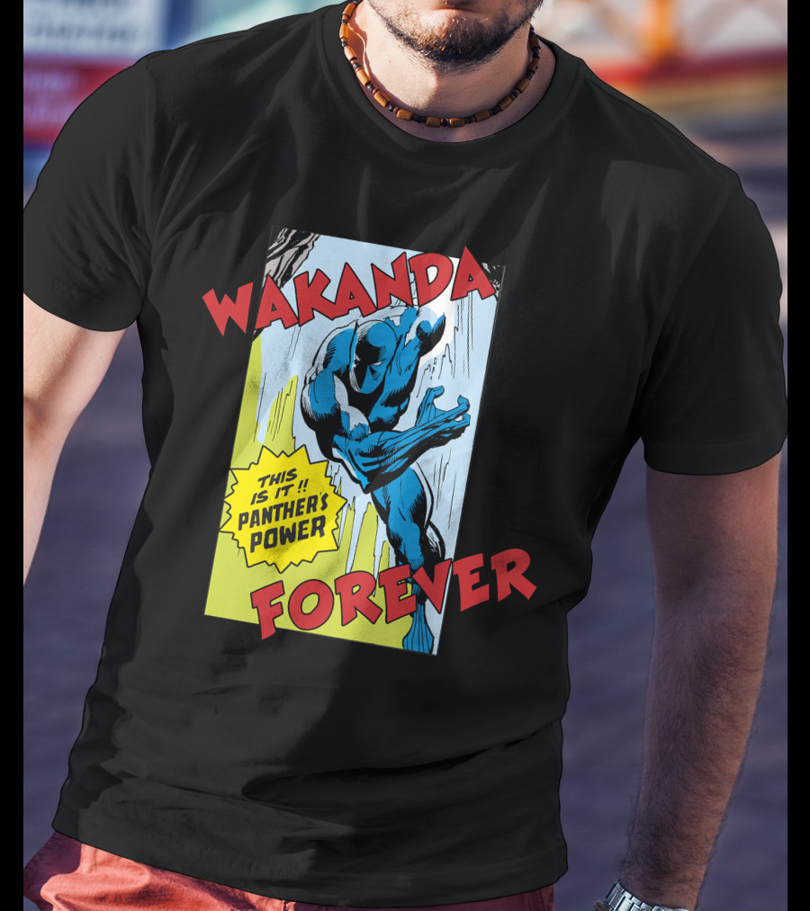 Wakanda Forever This Is It Panther's Power Marvel Black Panther Vintage Comic T-Shirt