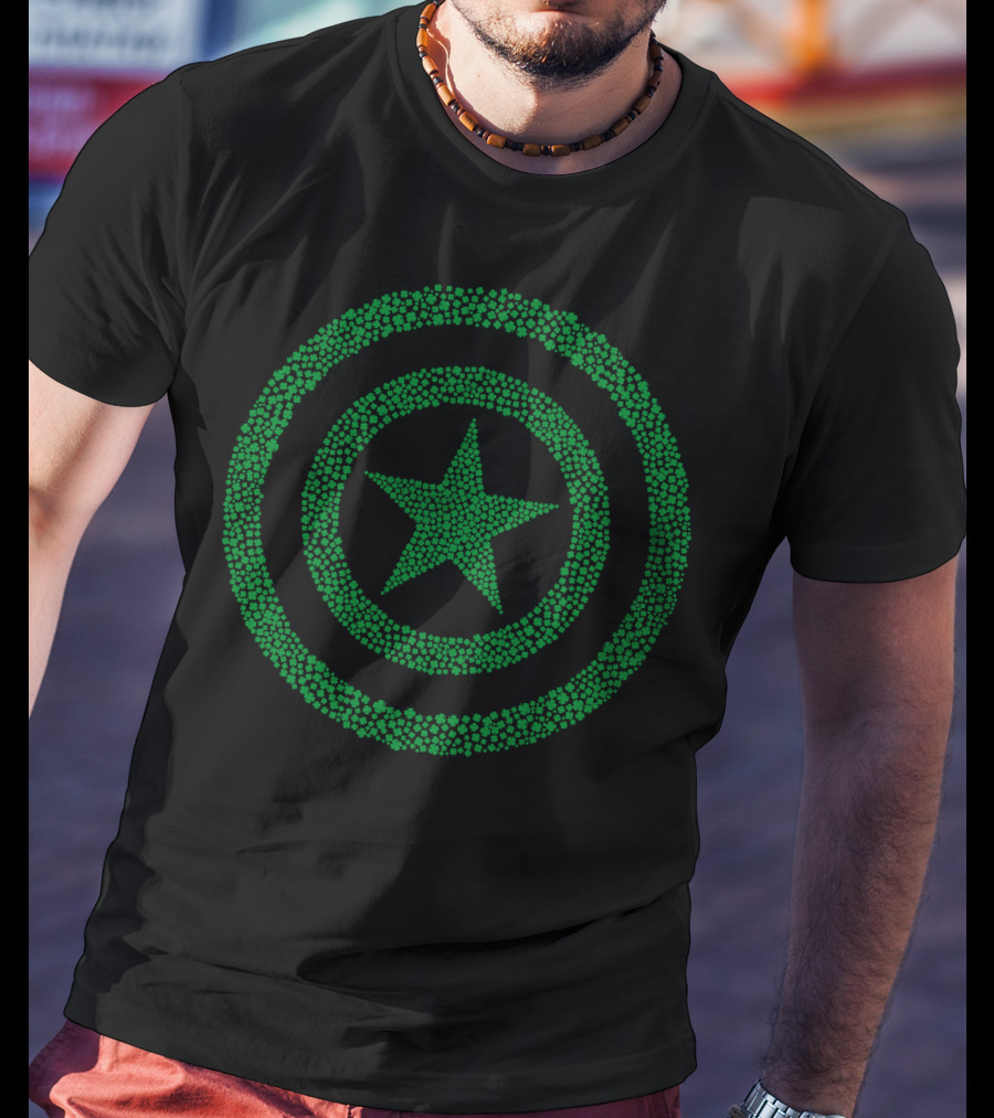 Marvel Captain America Green Shamrock Star Emblem T-Shirt