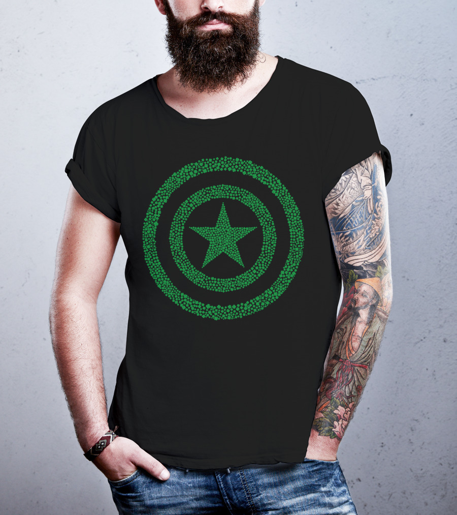 Marvel Captain America Green Shamrock Star Emblem T-Shirt