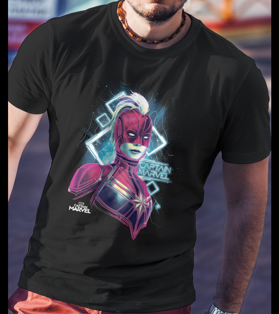 Marvel Captain Marvel Space Neon Glow T-Shirt