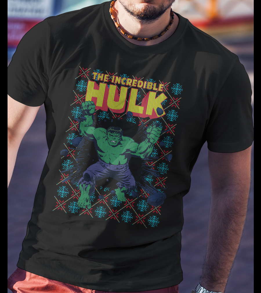 The Incredible Hulk Smash Marvel Comic Retro Explosion Christmas T-Shirt