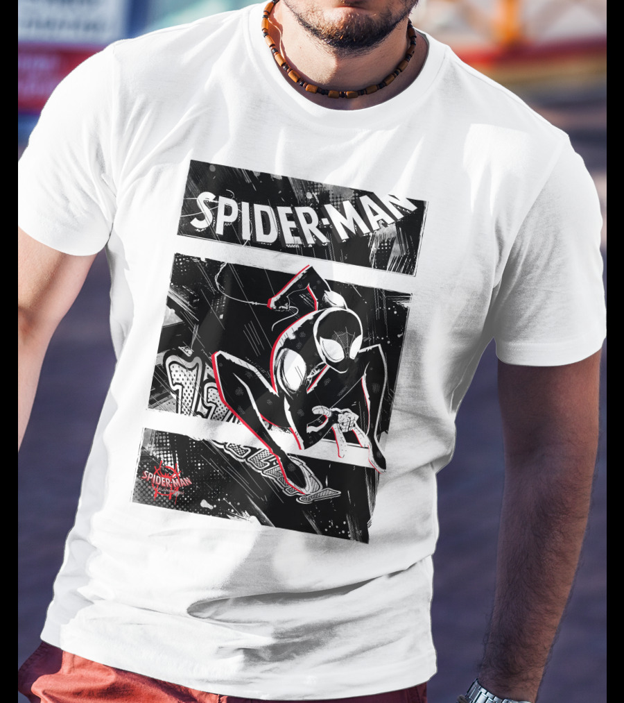 Spider-Man Marvel Spiderverse Comic Graphic Action Panels T-Shirt