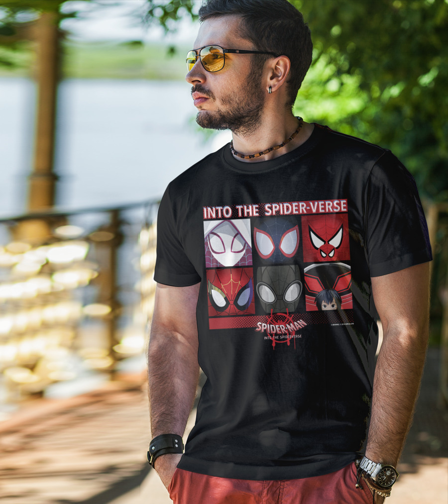 Marvel Spider-Man Into The Spider-Verse Square Group T-Shirt