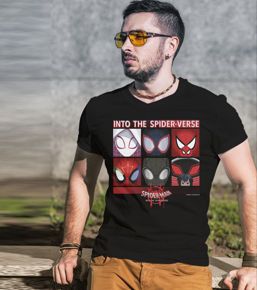 Marvel Spider-Man Into The Spider-Verse Square Group T-Shirt