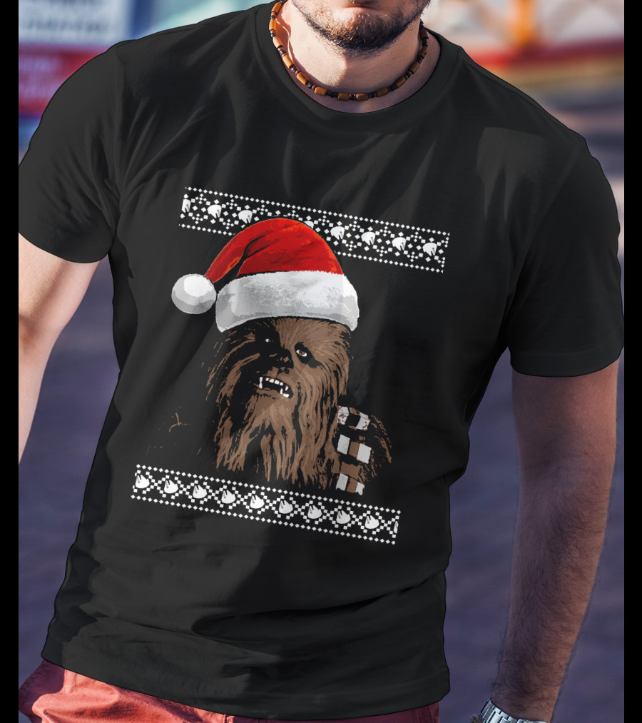Chewbacca In Santa Hat Star Wars Holiday T-Shirt