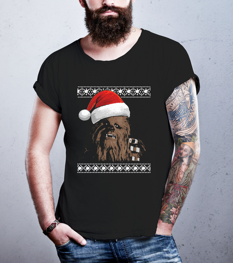 Chewbacca In Santa Hat Star Wars Holiday T-Shirt