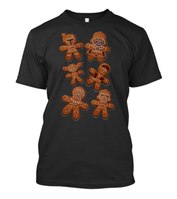 Star Wars Christmas Gingerbread Characters Featuring Iconic Figures In Cookie Form T-Shirt