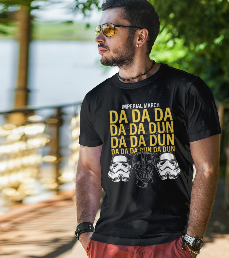 Star Wars Darth Vader Imperial March Da Da Da Stormtrooper Helmets T-Shirt