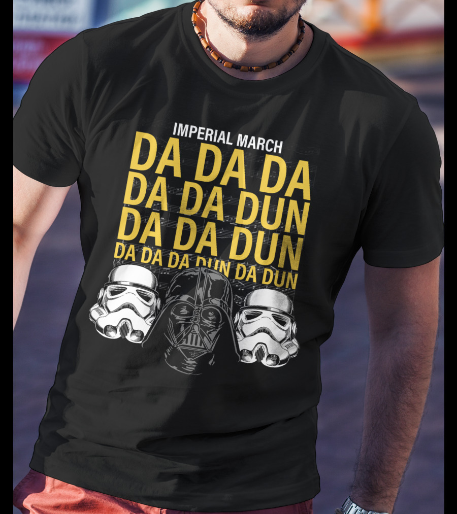 Star Wars Darth Vader Imperial March Da Da Da Stormtrooper Helmets T-Shirt