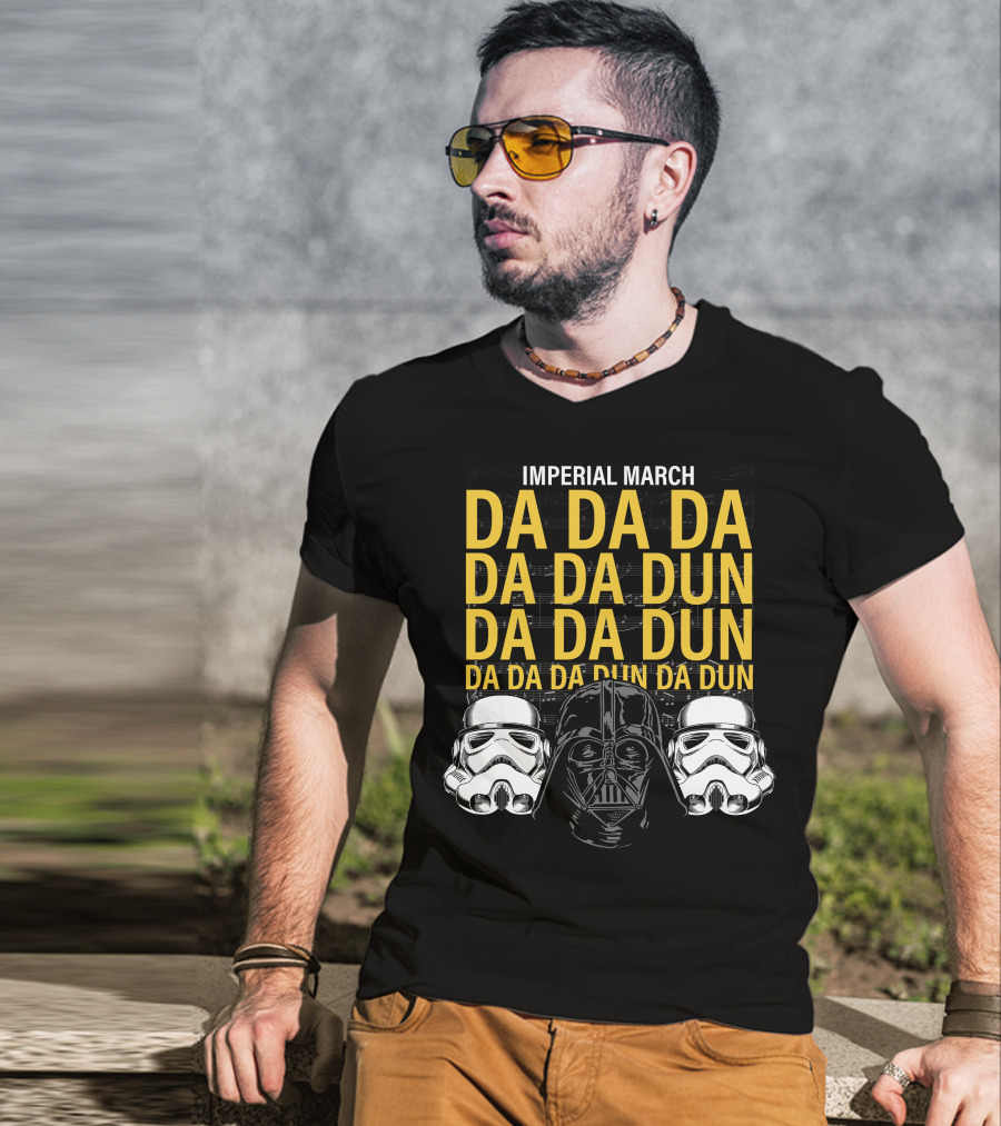 Star Wars Darth Vader Imperial March Da Da Da Stormtrooper Helmets T-Shirt