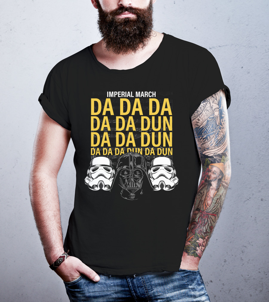 Star Wars Darth Vader Imperial March Da Da Da Stormtrooper Helmets T-Shirt