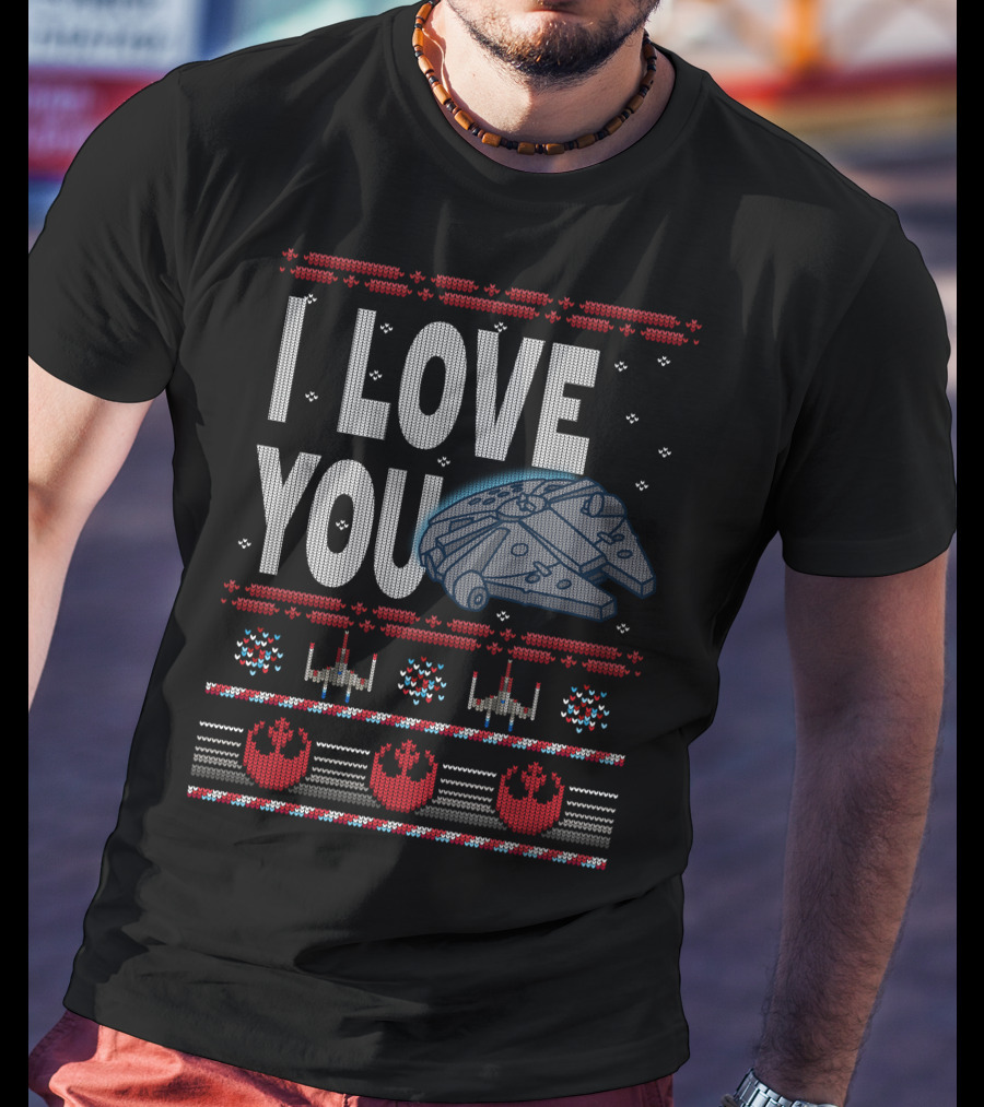 I Love You Star Wars Millennium Falcon X-Wing Rebel Icons T-Shirt