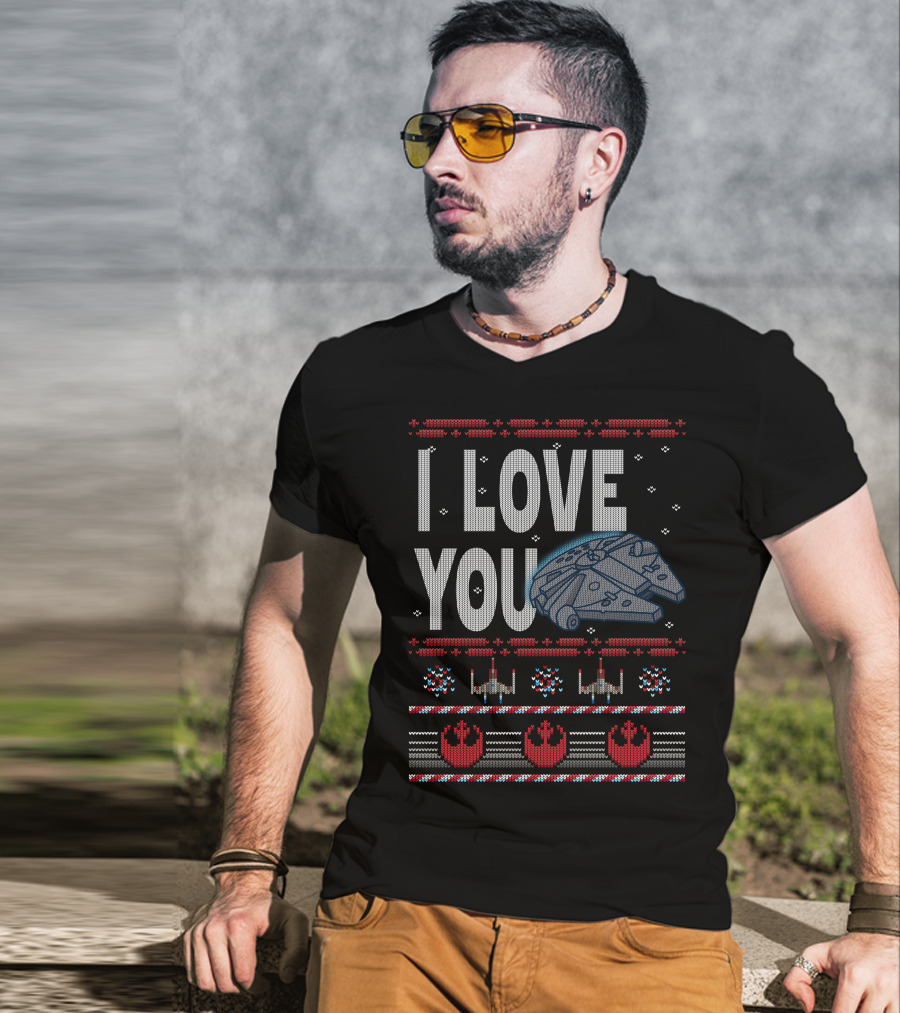 I Love You Star Wars Millennium Falcon X-Wing Rebel Icons T-Shirt