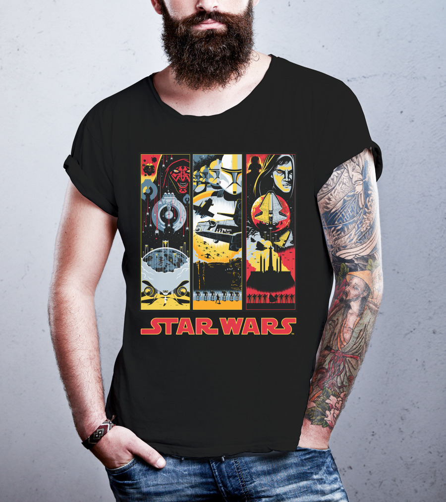 Star Wars Darth Maul Clone Trooper Anakin Panels T-Shirt