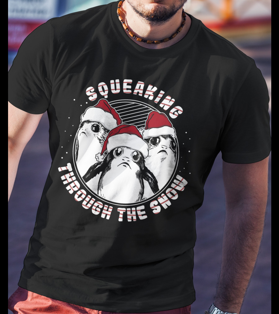 Squeaking Through The Snow Star Wars Porg Santa Hat T-Shirt