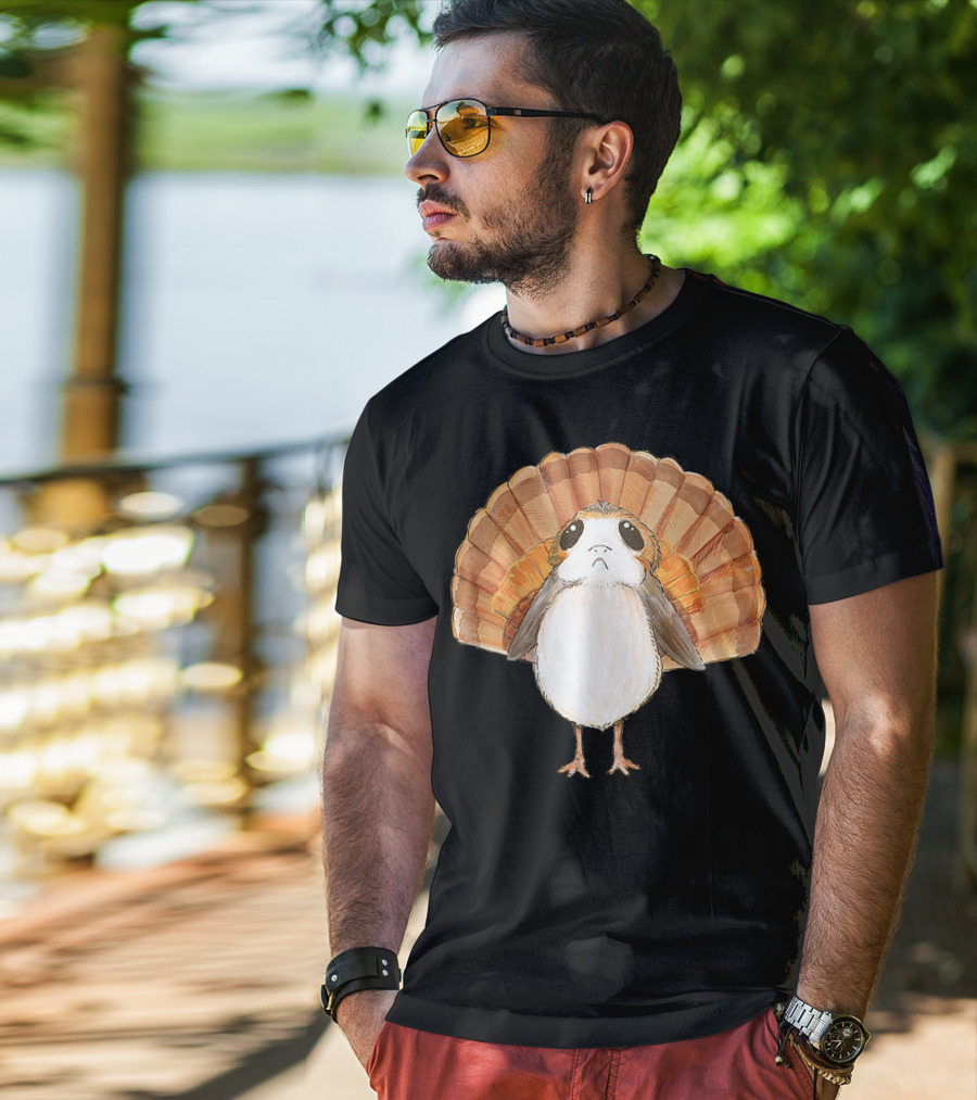 Star Wars Porg Turkey Thanksgiving Feathers T-Shirt
