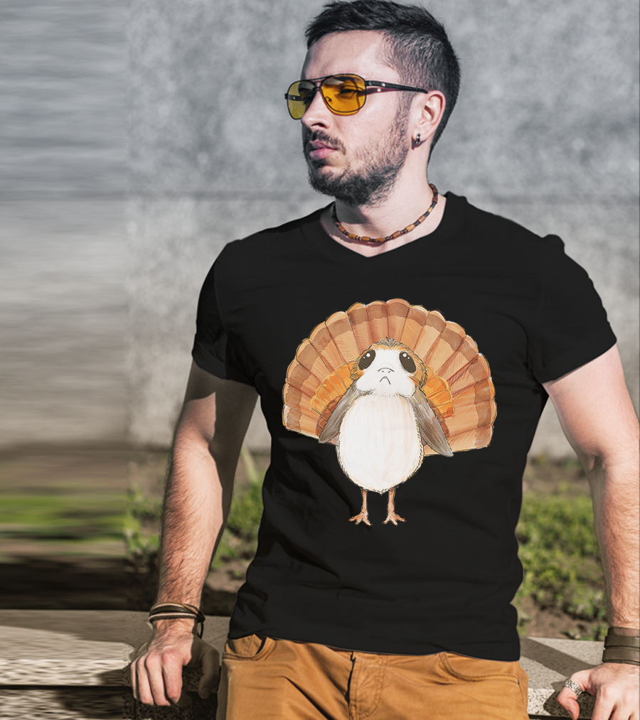 Star Wars Porg Turkey Thanksgiving Feathers T-Shirt