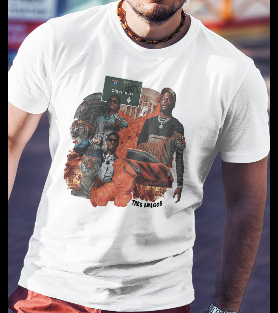 Tres Amigos Cincinnati Highway Tigers Roses Playoffs T-Shirt