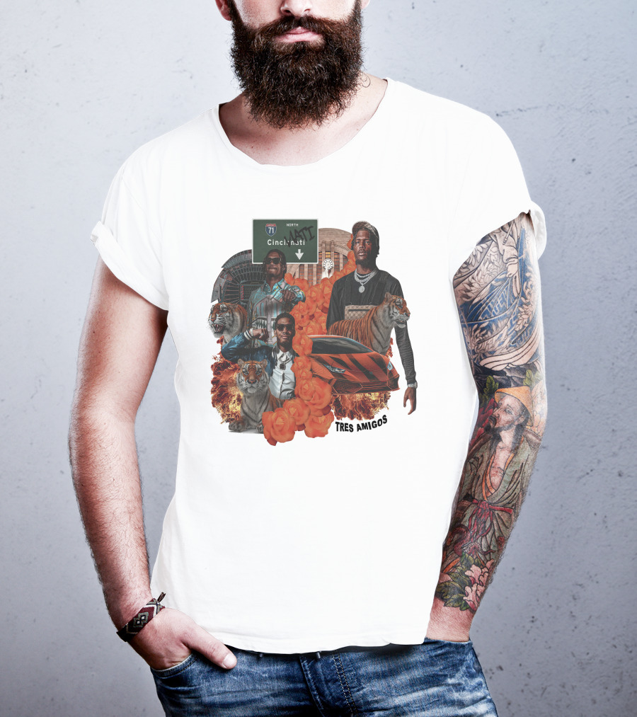 Tres Amigos Cincinnati Highway Tigers Roses Playoffs T-Shirt