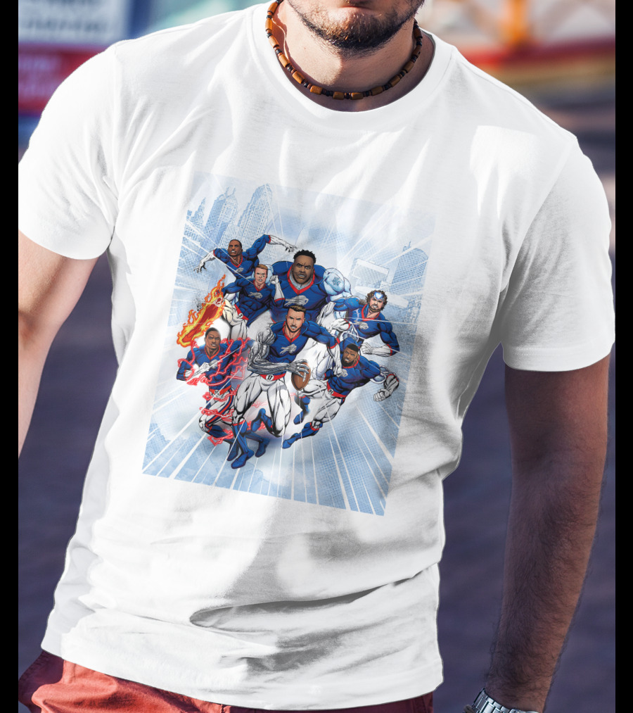 Bills Super Hero Football Team Comic Heroes T-Shirt