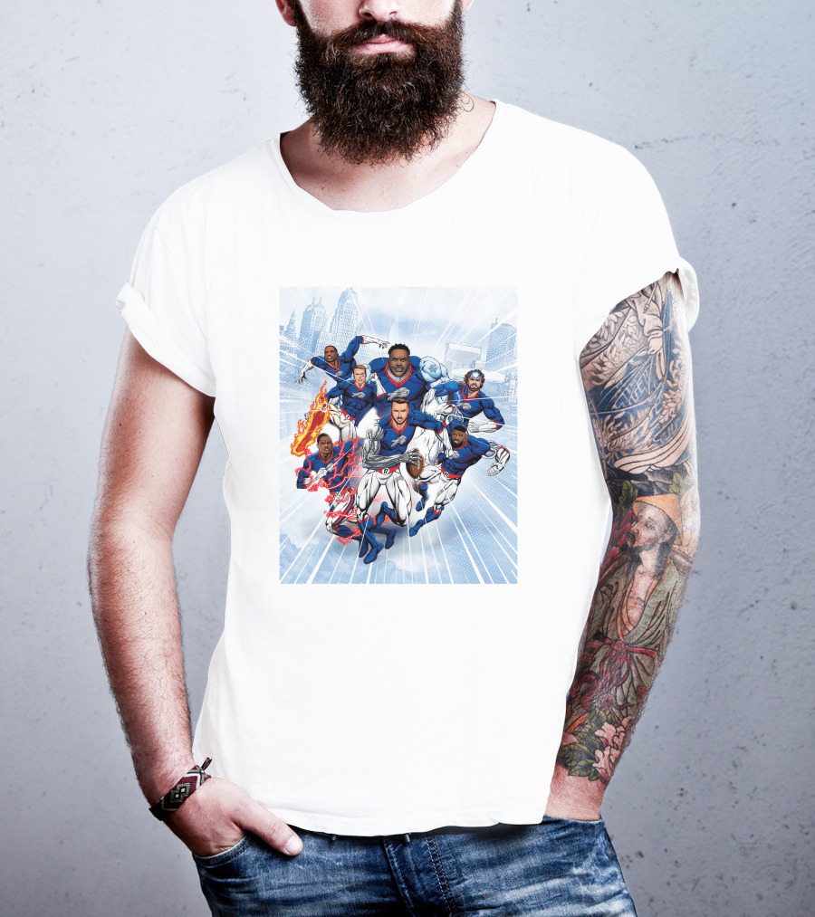 Bills Super Hero Football Team Comic Heroes T-Shirt