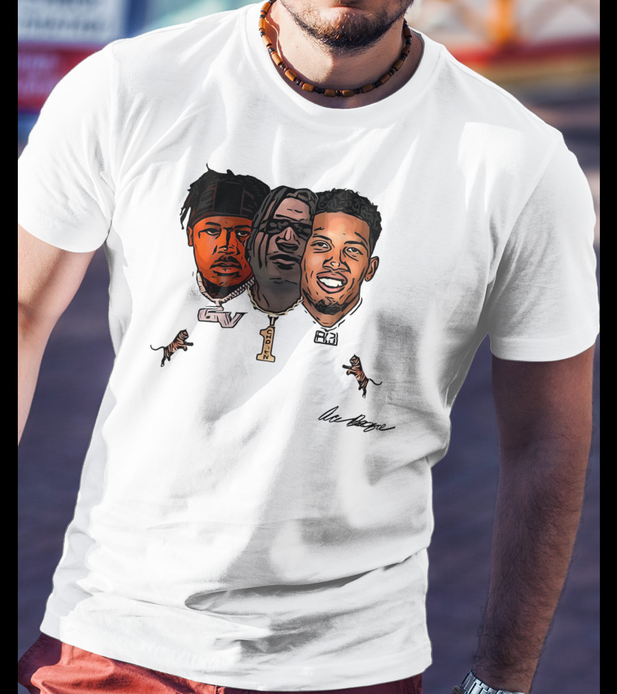 Ja'Marr Chase GV Tiger Trio Football T-Shirt
