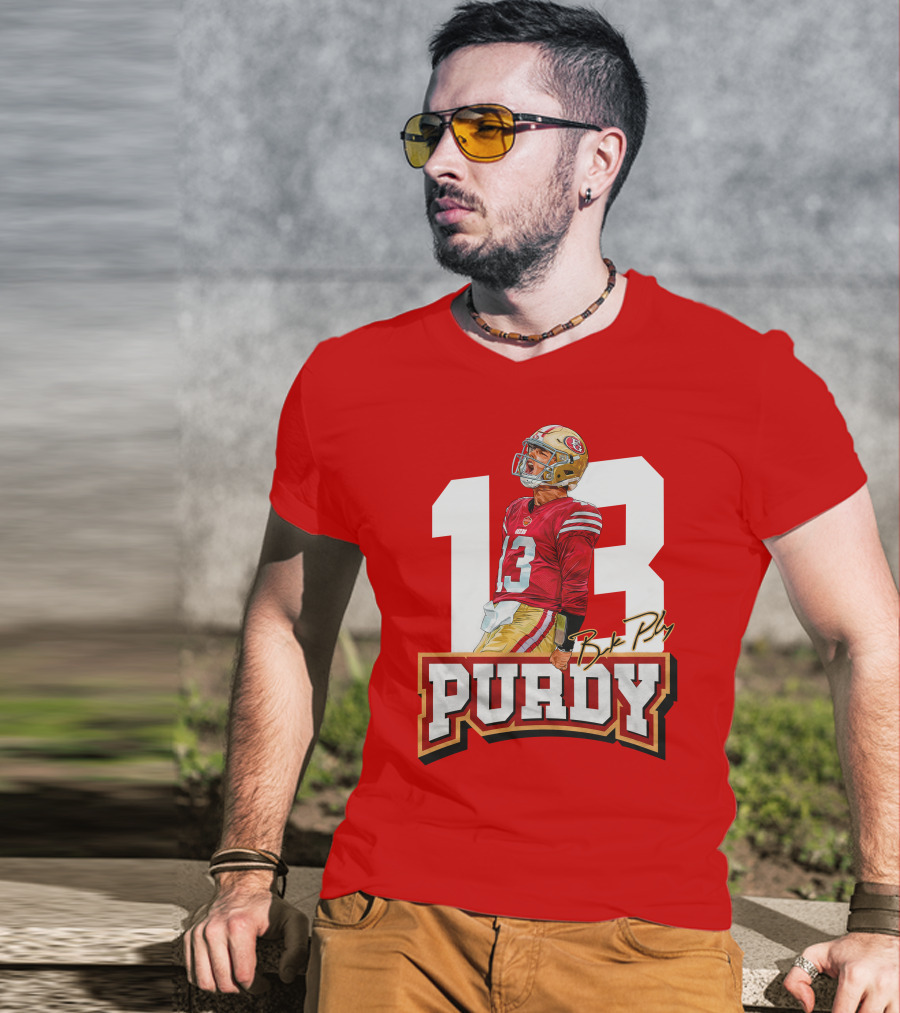 13 Purdy Brock Poly Football Player Red Jersey T-Shirt