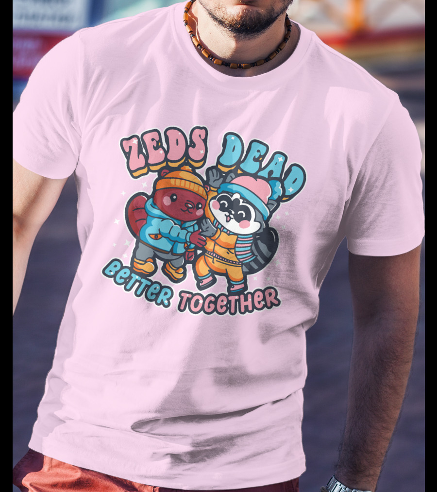 Zeds Dead Better Together Cartoon Beaver And Raccoon Winter Adventure T-Shirt