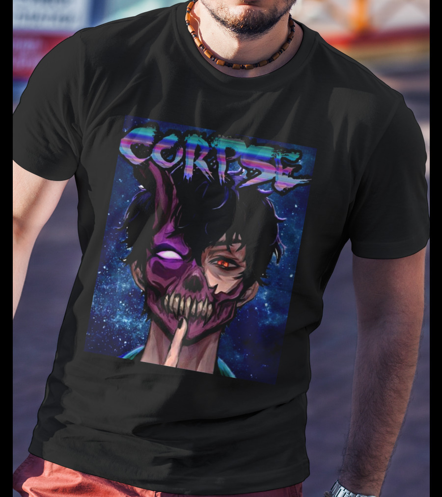 CORPSE Husband Anime Half Demon Face Art Dark Space Background T-Shirt