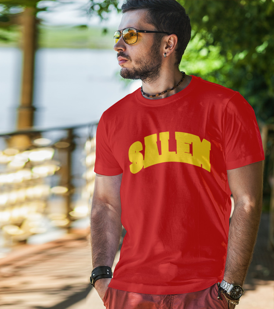 Salem Bold Yellow Arch On Red T-Shirt