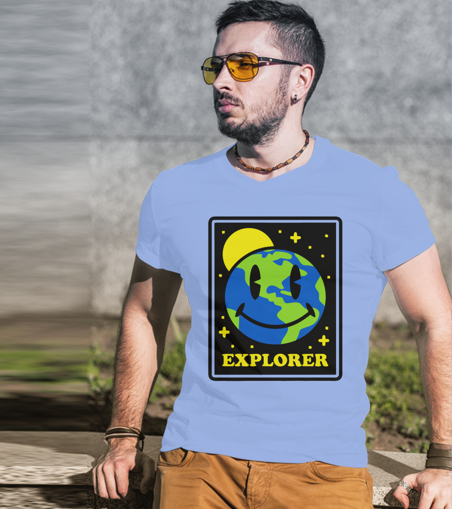 Socksfor1 Merch Explorer Earth Smiley T-Shirt