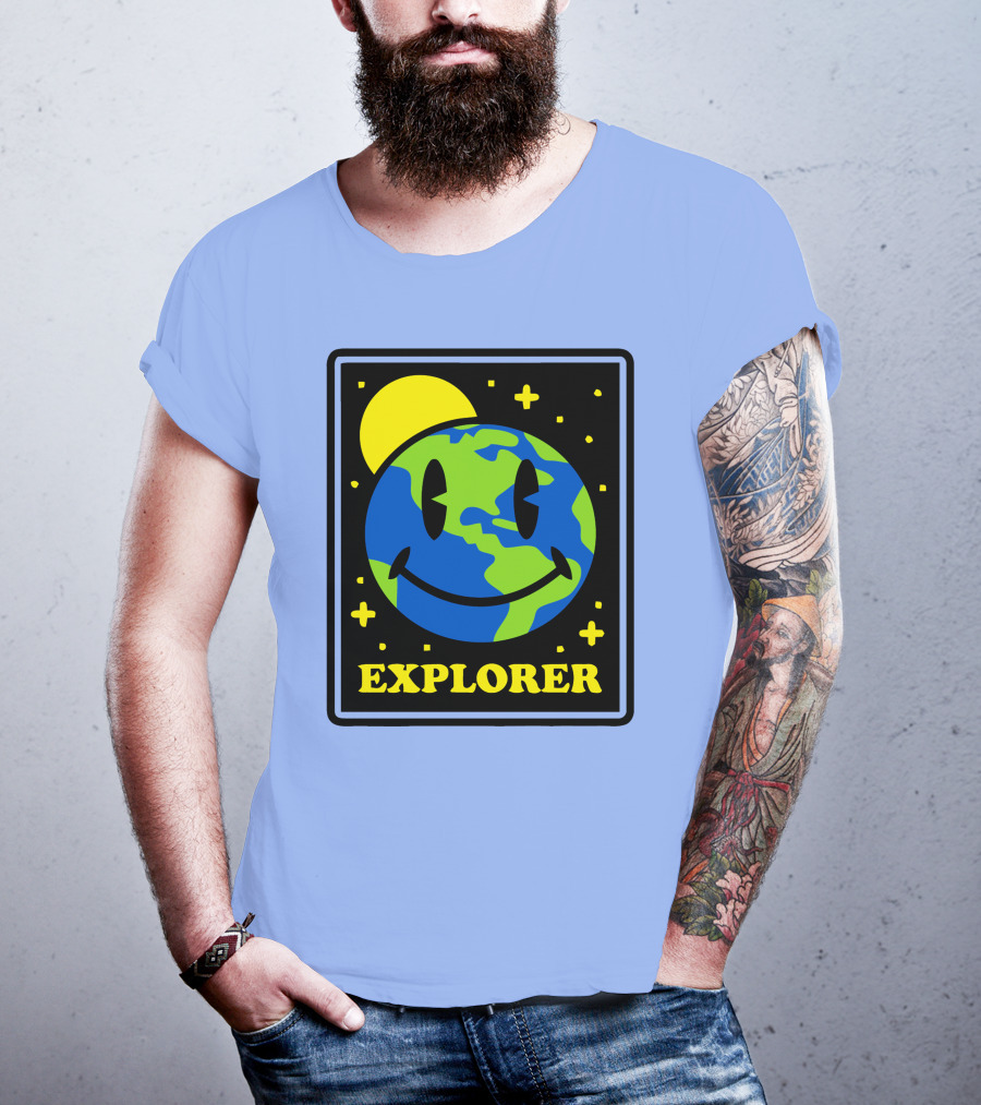 Socksfor1 Merch Explorer Earth Smiley T-Shirt