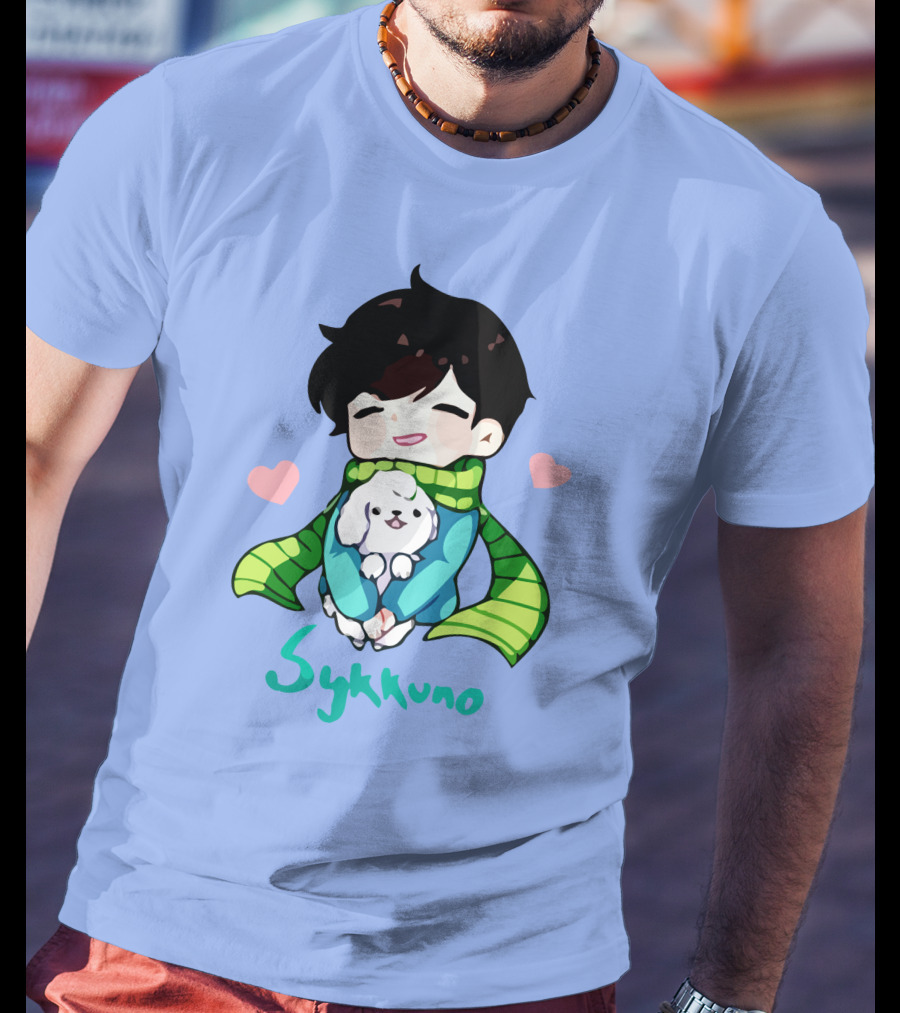 Sykkuno Cute Chibi Character With Puppy And Green Scarf T-Shirt