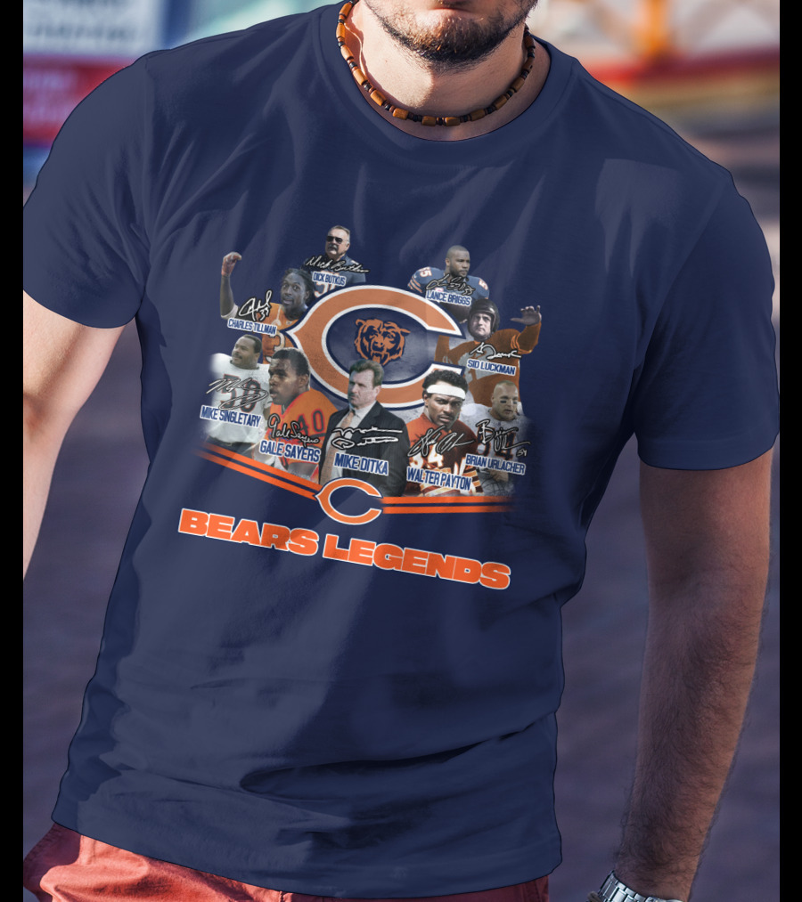 Bears Legends Dick Butkus Charles Tillman Mike Singletary Gale Sayers Mike Ditka Lance Briggs Sid Luckman Walter Payton Brian Urlacher T-Shirt