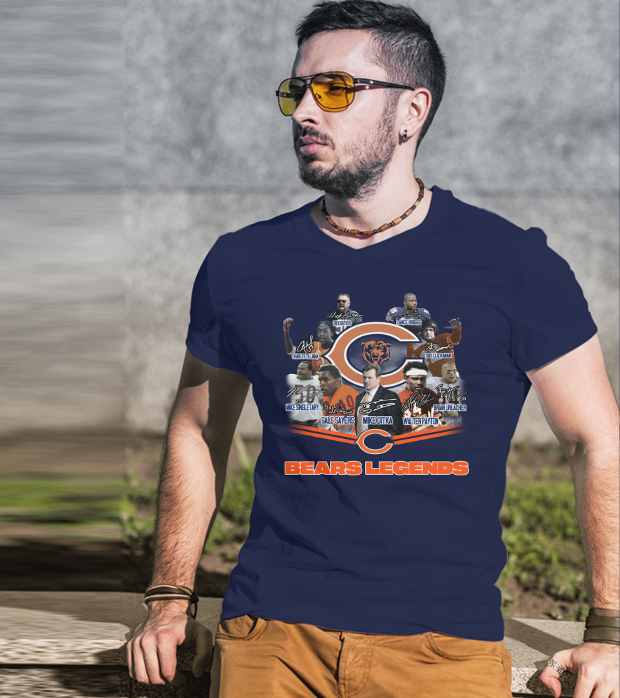 Bears Legends Dick Butkus Charles Tillman Mike Singletary Gale Sayers Mike Ditka Lance Briggs Sid Luckman Walter Payton Brian Urlacher T-Shirt