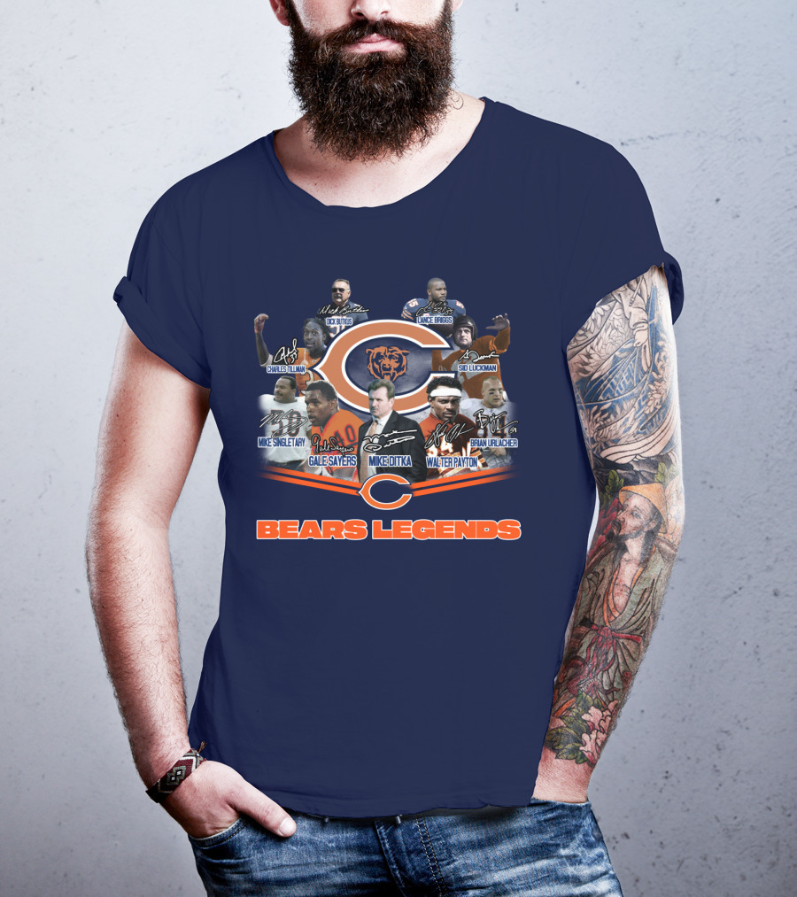 Bears Legends Dick Butkus Charles Tillman Mike Singletary Gale Sayers Mike Ditka Lance Briggs Sid Luckman Walter Payton Brian Urlacher T-Shirt