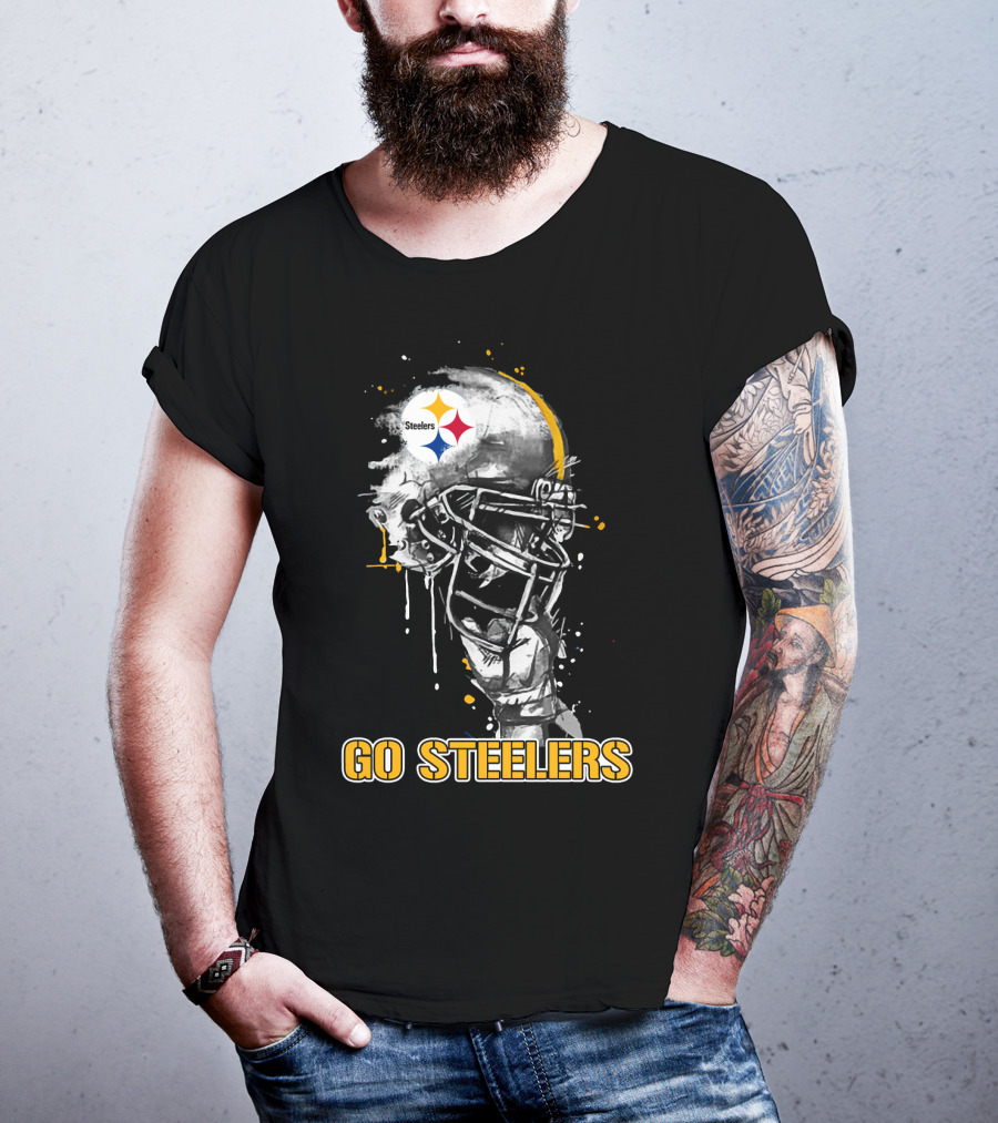 Steelers Football Skull Helmet Go Steelers T-Shirt