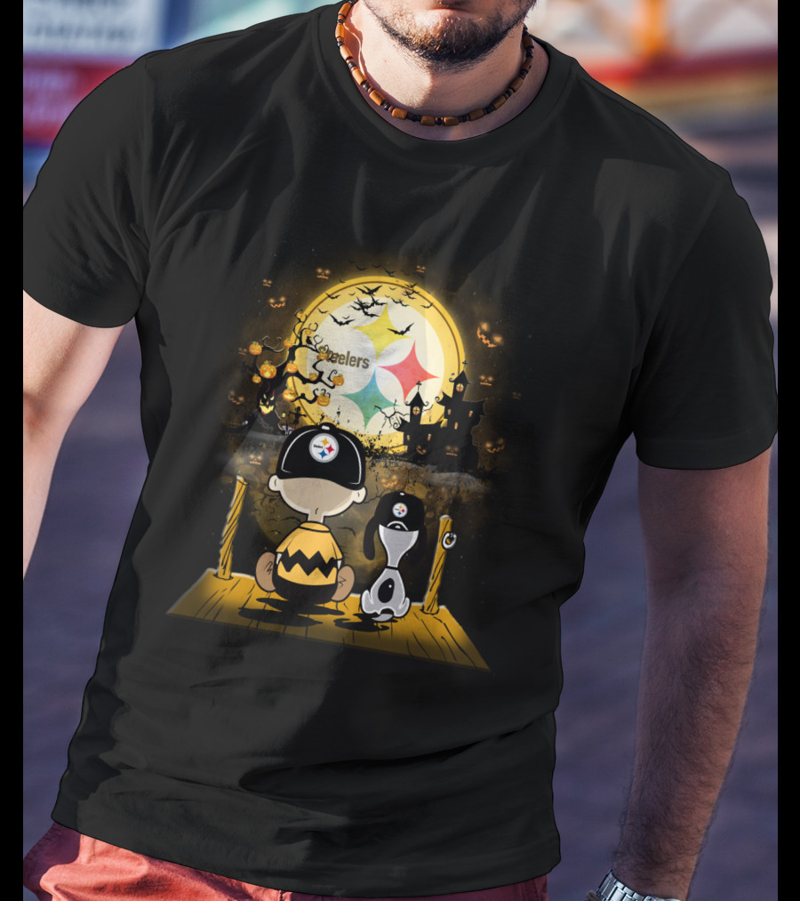 Peanuts Steelers Halloween Pumpkin Patch Scene T-Shirt