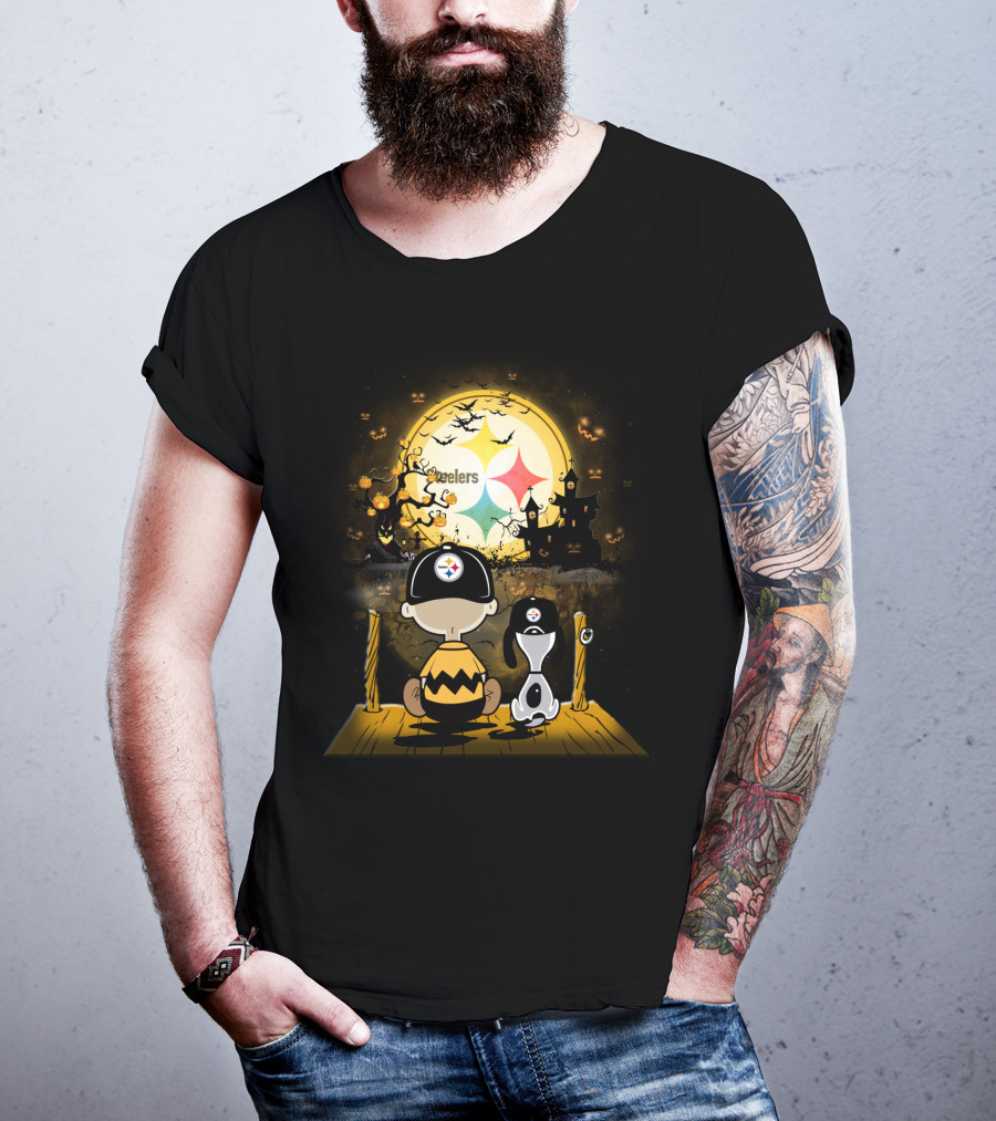 Peanuts Steelers Halloween Pumpkin Patch Scene T-Shirt