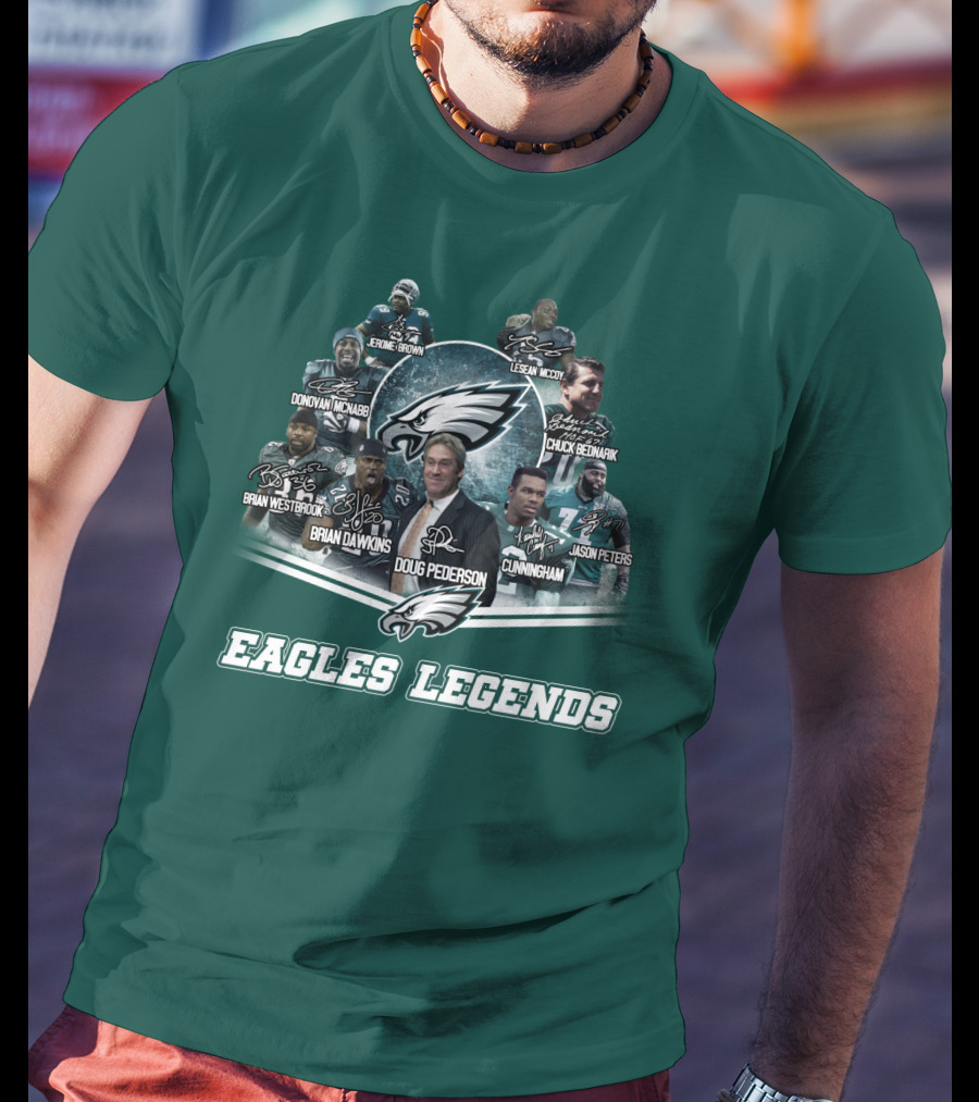 Eagles Legends Jerome Brown Lesean Mccoy Donovan Mcnabb Chuck Bednarik Brian Westbrook Brian Dawkins Doug Pederson Randall Cunningham Jason Peters T-Shirt