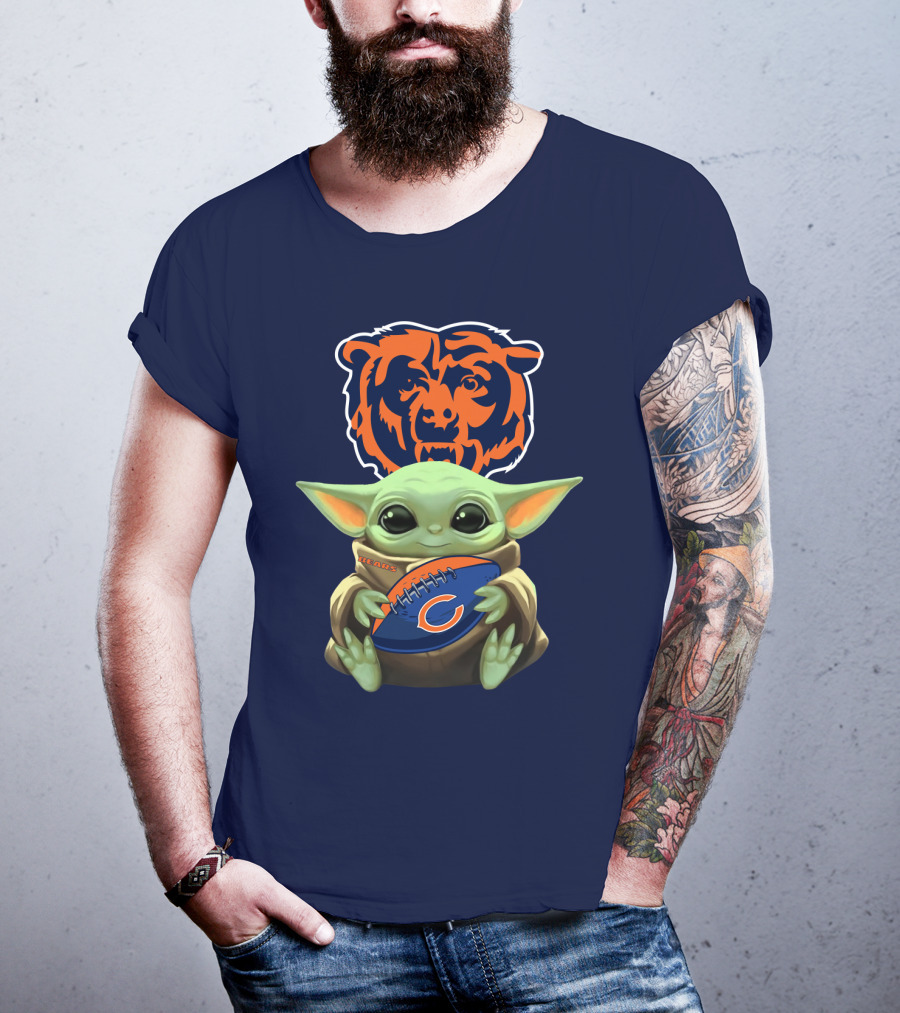 Chicago Bears Baby Yoda Football Fan T-Shirt