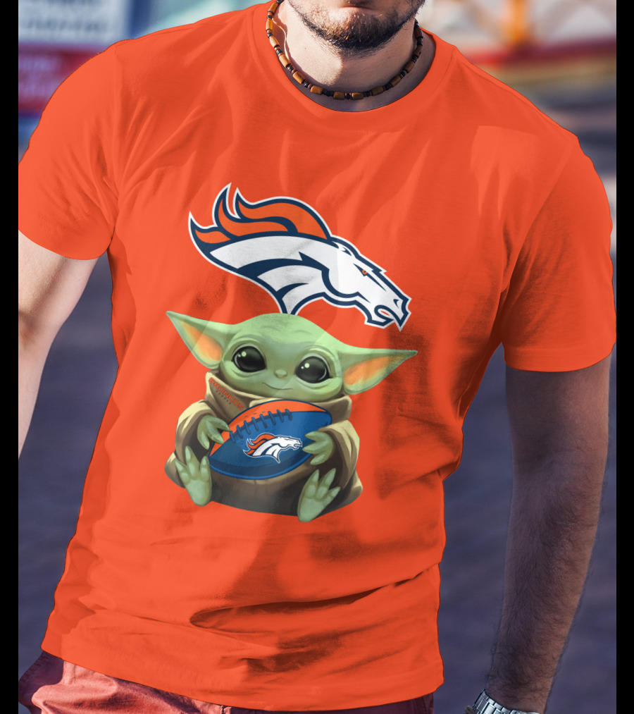 Denver Broncos Baby Yoda Football Fan T-Shirt
