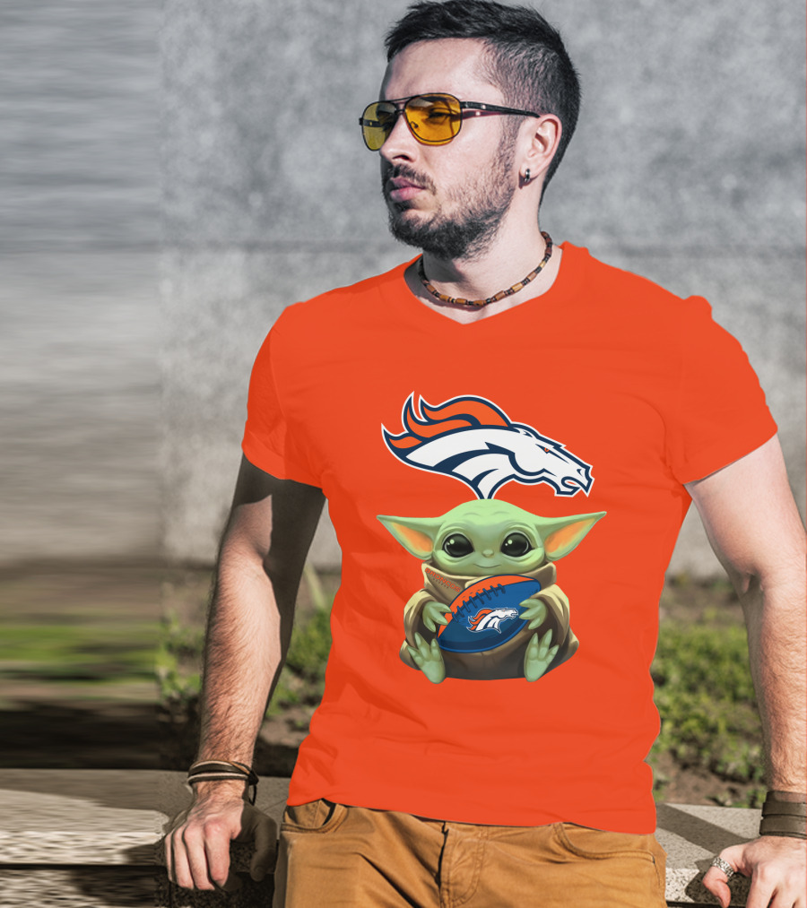 Denver Broncos Baby Yoda Football Fan T-Shirt