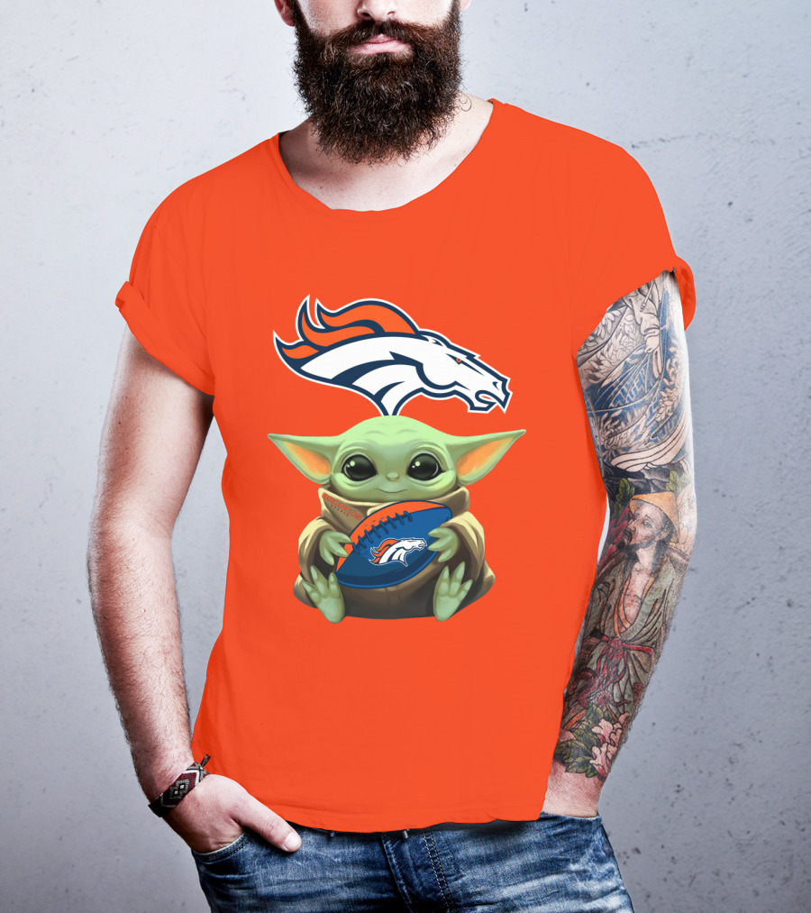 Denver Broncos Baby Yoda Football Fan T-Shirt