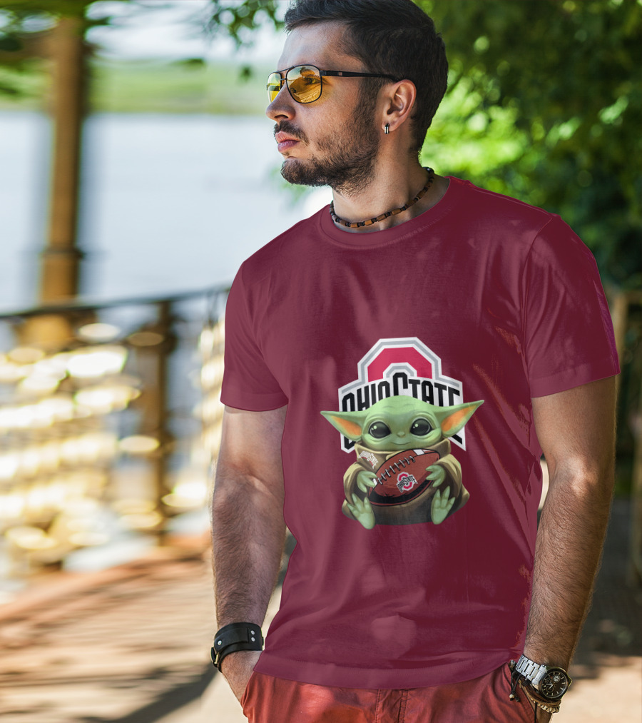 Ohio State Baby Yoda Football T-Shirt
