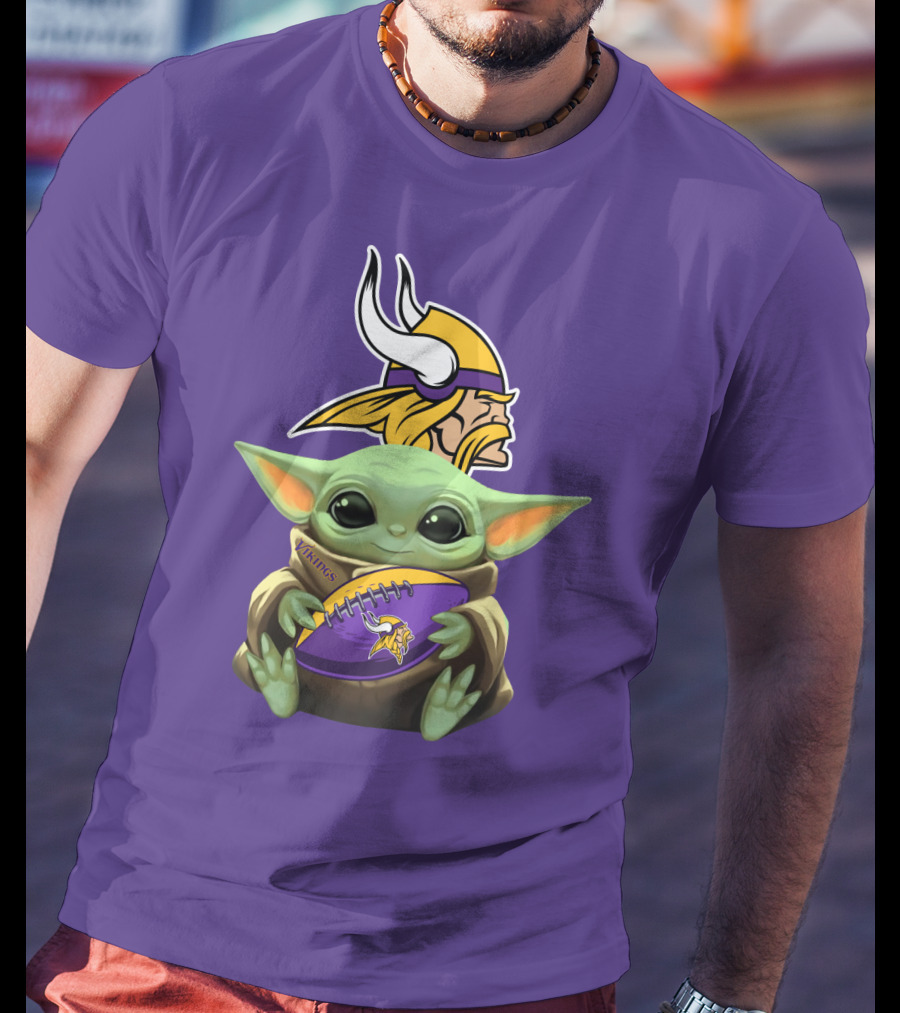 Vikings Football Baby Yoda T-Shirt