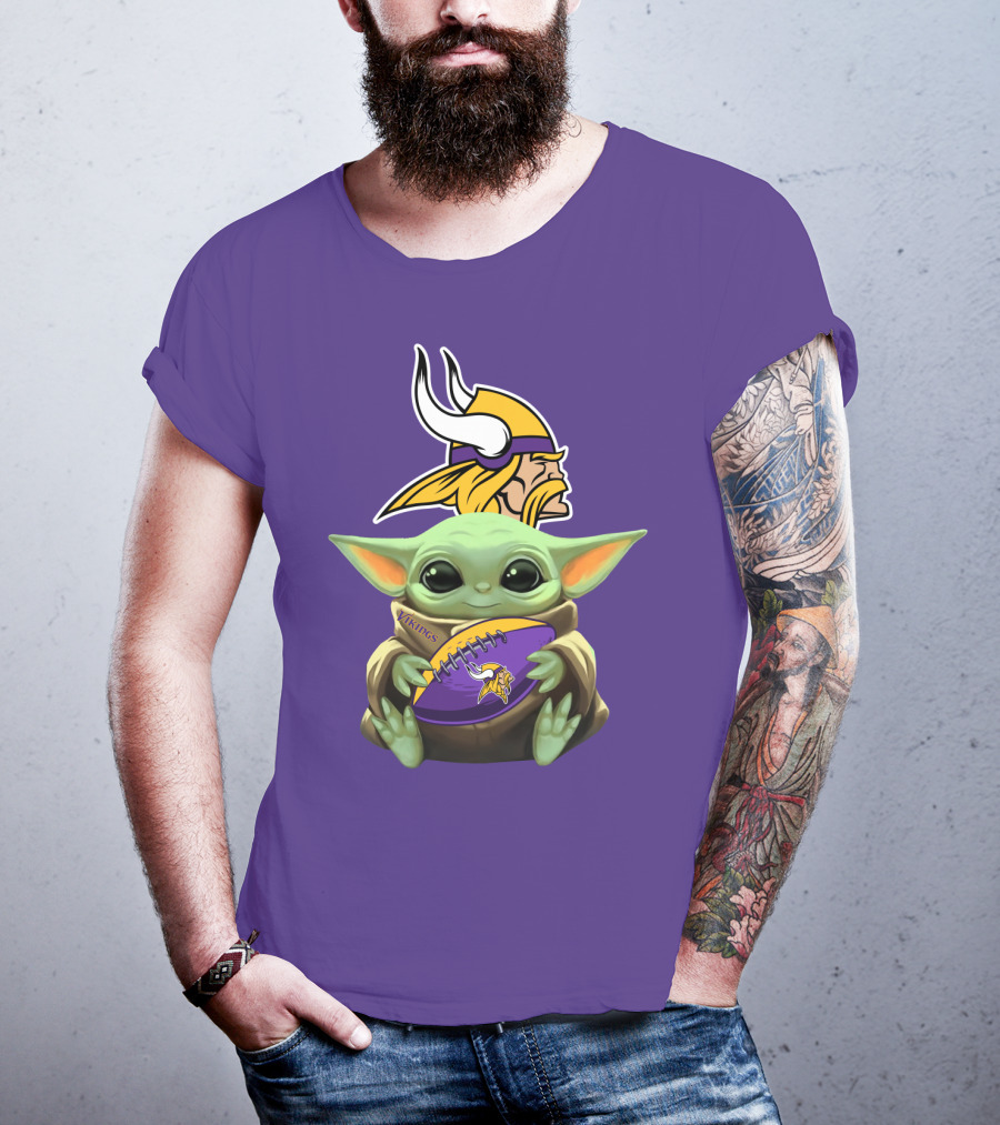 Vikings Football Baby Yoda T-Shirt